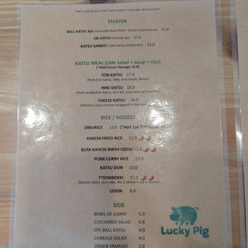 Lucky Pig - Menu (as of February 2025). - Korean Near Me - Whittier, California
