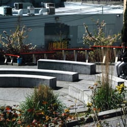Seating area facing the fremont library