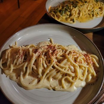 San Babila - Cacie e tre pepe (close) and spaghetti san babila (far) - Italian Near Me - New York, New York San Babila - Cacie e tre pepe (close) and spaghetti san babila (far) - Italian Near Me - New York, New York
