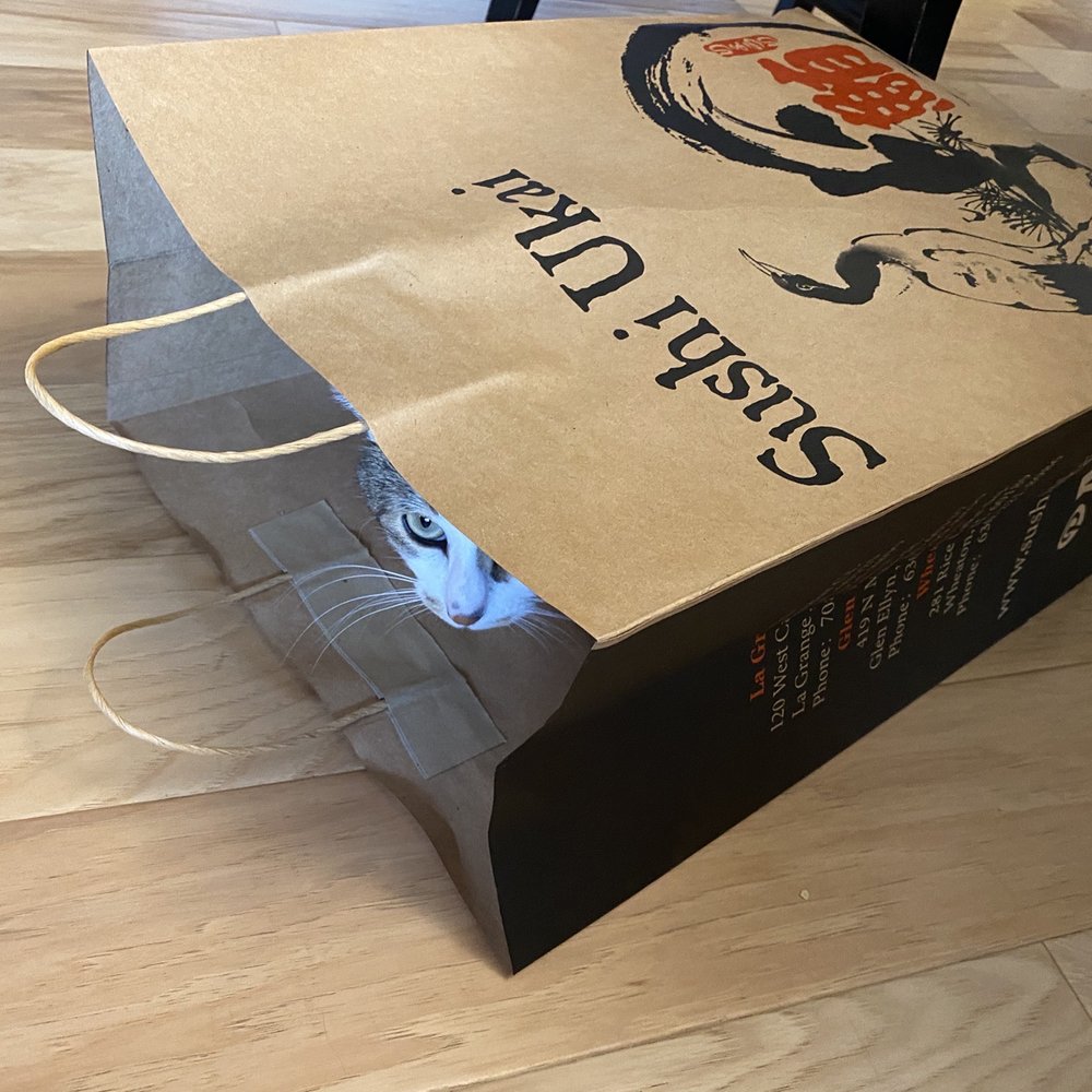 Sushi Ukai - The bags are incredible too! Our cat LOVES the Sushi Ukai to go option! - Japanese Near Me - Glen Ellyn, Illinois Sushi Ukai - The bags are incredible too! Our cat LOVES the Sushi Ukai to go option! - Japanese Near Me - Glen Ellyn, Illinois
