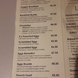 Cairde Cafe - The breakfast menu