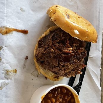 Burn Co Barbeque - Chopped brisket and baked beans - Barbeque Near Me - Jenks, Oklahoma
