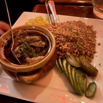 Russian Vodka Room - Beef Stroganoff with Buckwheat - Lounges Near Me - New York, New York Russian Vodka Room - Beef Stroganoff with Buckwheat - Lounges Near Me - New York, New York