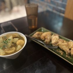 HKS KITCHEN - Fish Ball Pig Skin and Redish in Curry Sauce, Chicken Wings with Salted Egg Yolk