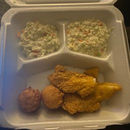 a meal in a styrofoam container