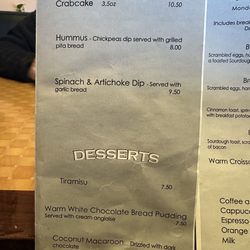 Bistro C - App and dessert menu (as of 2/9/26)