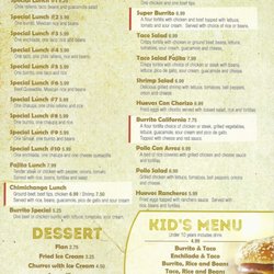 San Marcos Mexican Restaurant - Menu