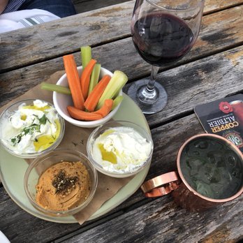Kid Cashew - Dip sampler and drinks - Mediterranean Near Me - Charlotte, North Carolina