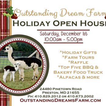 Outstanding Dreams Farm - Holiday Open House to be held December 1st, 2018 at Outstanding Dreams Alpaca Farm - Attraction Farms Near Me - Preston, Maryland