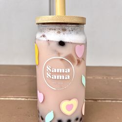 Sama Sama - Strawberry Milk Tea with real fruit! My favorite flavor! 10/10