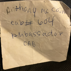 Yellow Cab - Cab#604 ambassador cab Anthony Mccain he was scared he would get fired