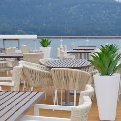 USA River Cruises - Enjoying the views as we sailed through the San Juan Islands off the Washington coastline. Aboard the Ocean Victory.