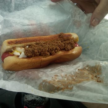 Airport Drive-In Restaurant - Their great chili dog - this one consumed on the run - we were on a hot dog run, 4 places in the same day. - Diners Near Me - Madison, North Carolina Airport Drive-In Restaurant - Their great chili dog - this one consumed on the run - we were on a hot dog run, 4 places in the same day. - Diners Near Me - Madison, North Carolina