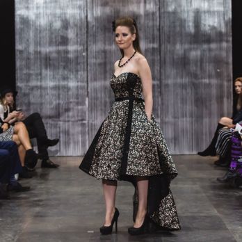 Merike Klaas Designs - MEGELYN Size 12, $1280 Black&nude  stretch satin with lace sheer skirt inserts.Strapless, corset back and POCKETS!! Buy it at www.merike.ca - Sewing & Alterations Near Me - Hamilton, Ontario