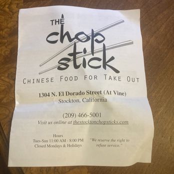 The Chopstick - Menu - Chinese Near Me - Stockton, California