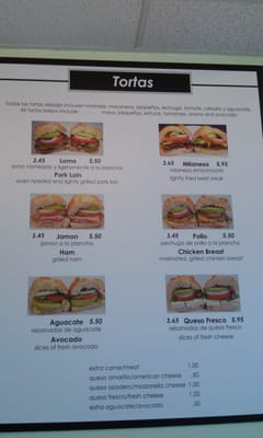Menu photo 5 Tortas Las Tortugas Farmers Branch, TX