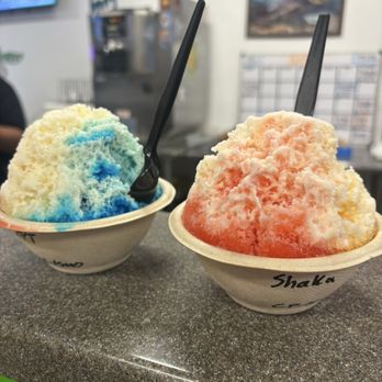 Happy Honu Shave Ice - Captain America (left) and Shaka Braddah (right) - Shaved Ice Near Me - Peoria, Arizona Happy Honu Shave Ice - Captain America (left) and Shaka Braddah (right) - Shaved Ice Near Me - Peoria, Arizona