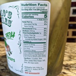 Grillo's Pickles - Side of the tub of Grillo's Pickles