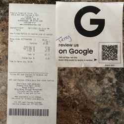 ACE Cash Express - Proof of purchase.