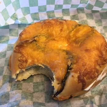 Bagels N More - Jalapeño cheddar bagel with Jalapeño cream cheese. - Bagels Near Me - Modesto, California Bagels N More - Jalapeño cheddar bagel with Jalapeño cream cheese. - Bagels Near Me - Modesto, California