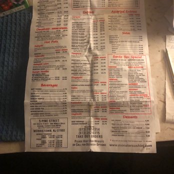 Monster Sushi - Back of menu - Sushi Bars Near Me - Morristown, New Jersey Monster Sushi - Back of menu - Sushi Bars Near Me - Morristown, New Jersey