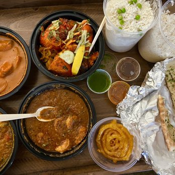 Little India - a variety of food items on a tray - Indian Near Me - Simsbury, Connecticut