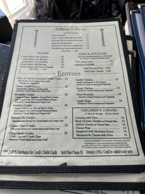 Menu photo 1 Athena Restaurant St. Augustine, FL