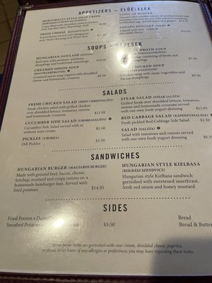 Menu photo 5 Huszar Pittsburgh, PA