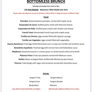 La Malinche - Brunch menu 1/9/22 - Tapas Bars Near Me - Silver Spring, Maryland