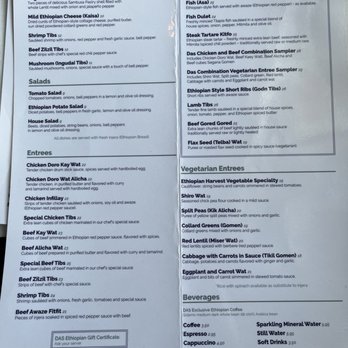 Das Ethiopian - Menu (June 2023) - Ethiopian Near Me - Washington, DC, District of Columbia