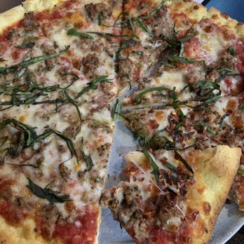 Back Road Pizza - Sausage and basil - Pizza Near Me - Santa Fe, New Mexico