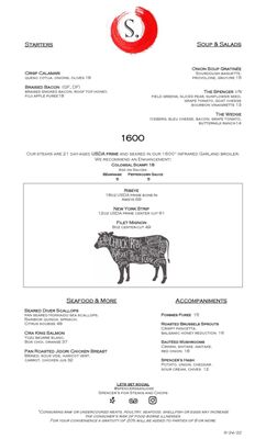 Menu photo 6 Spencer's for Steak and Chops San Jose, CA