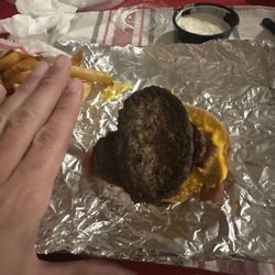Cook Out - What in the.... This is supposed to be a double cheeseburger, I'm so disappointed cookout.