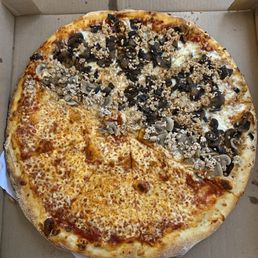 Looks like canned mushrooms, right out of the can, and also looks like crumbled sausage added after it was baked?