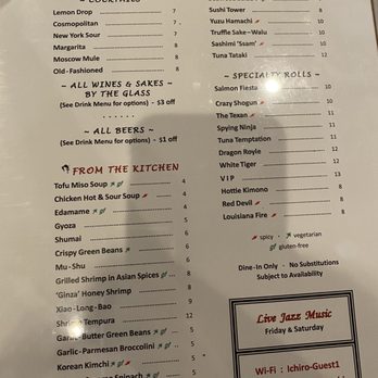 ichiro asian bistro & wine bar - New weekend menu - this used to be their Monday - Thursday happy hour prices - Sushi Bars Near Me - Georgetown, Texas ichiro asian bistro & wine bar - New weekend menu - this used to be their Monday - Thursday happy hour prices - Sushi Bars Near Me - Georgetown, Texas