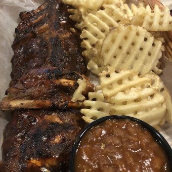 Mississippi Sweets BBQ Co - Ribs (half) with beans and waffle fries - Barbeque Near Me - Lake Worth, Florida