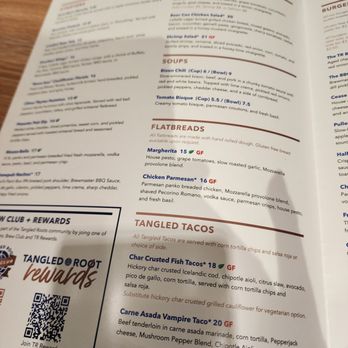Tangled Roots Craft Beer & Kitchen - Food menu, side 1. - Breweries Near Me - South Barrington, Illinois Tangled Roots Craft Beer & Kitchen - Food menu, side 1. - Breweries Near Me - South Barrington, Illinois