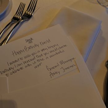 Steak 48 - Birthday Card from the Manager - Steakhouses Near Me - Houston, Texas