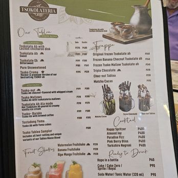 Tsokolateria Greenbelt - Menu - Desserts Near Me - Makati, NCR