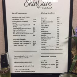 SkinCare By Teressa - Price list of services