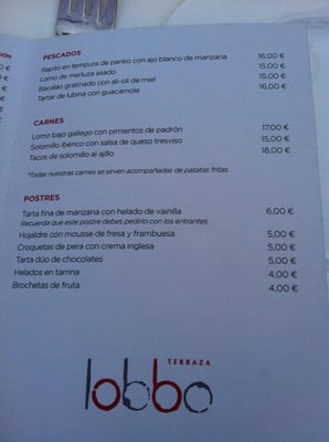 Menu photo 1 Terraza Lobbo Madrid, M