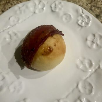 Stuffed Buns - Rise & Shine topped with candied bacon, that's not a normal but was delicious - Bakeries Near Me - Visalia, California