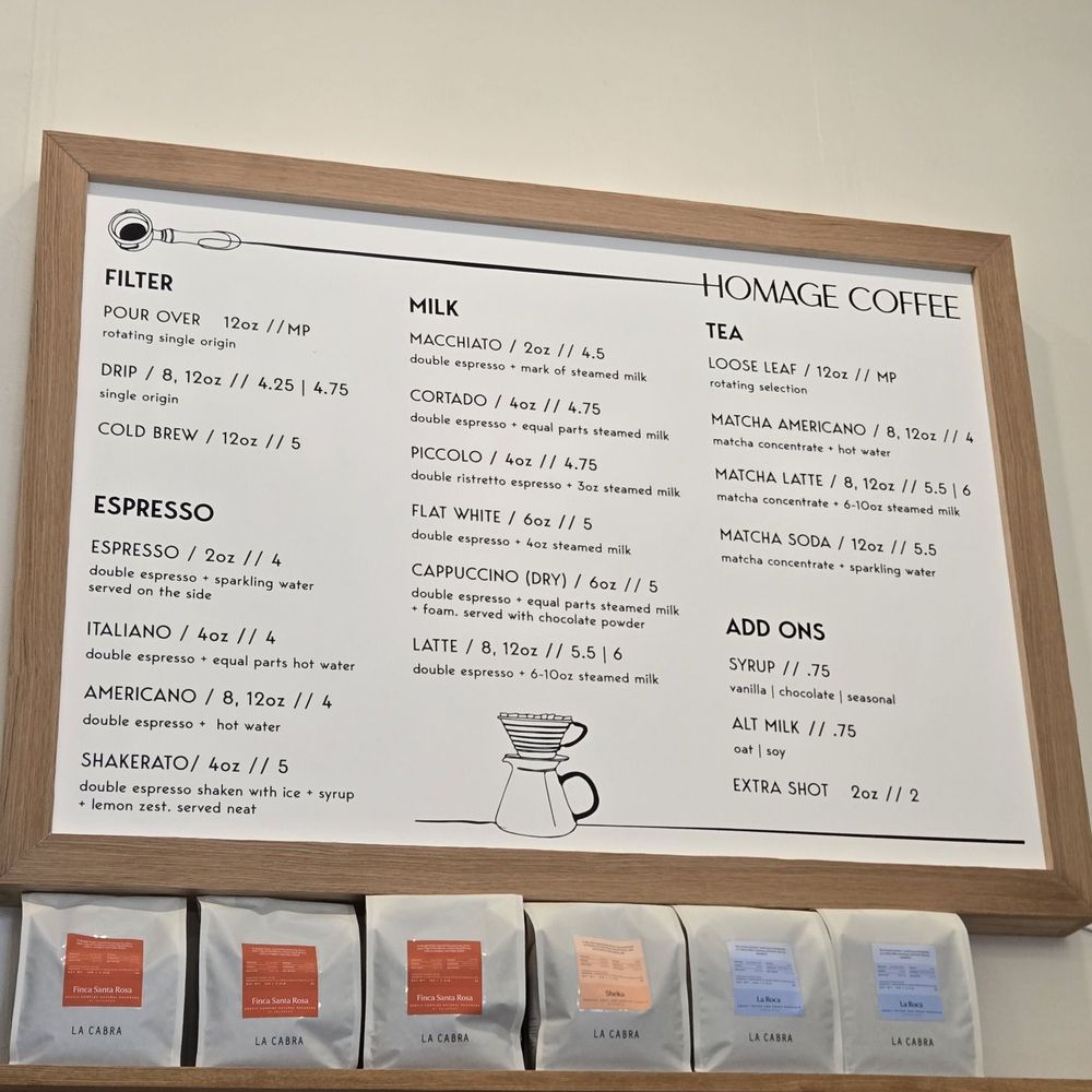 Homage Coffee - Menu - Coffee & Tea Near Me - Seattle, Washington