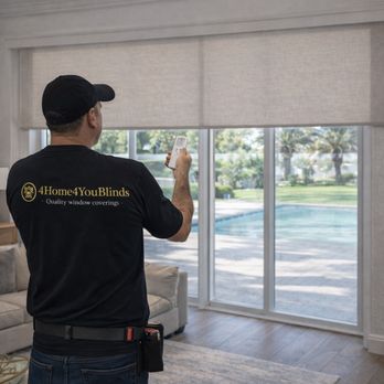 4Home4You Blinds - Motorized blackout shades installed in a Miami living room. - Shades & Blinds Near Me