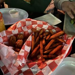 Just Wing It - Chile and Lime Wings Sweet Potato Fries