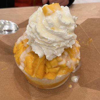 Snowy Village - Mango with condensed milk. Regular size - Shaved Ice Near Me - Seattle, Washington Snowy Village - Mango with condensed milk. Regular size - Shaved Ice Near Me - Seattle, Washington