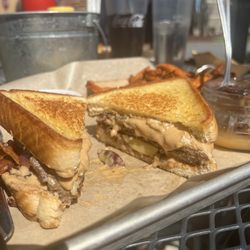 Crafty Burg'r - Fried Peanut Butter and Apple (with a burger patty)