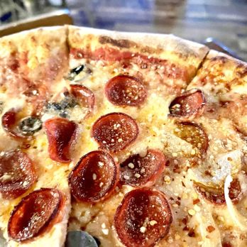 Ferrari Pizza Bar - Pizza with olives, onion, and pepperonioòa - Pizza Near Me - East Rochester, New York Ferrari Pizza Bar - Pizza with olives, onion, and pepperonioòa - Pizza Near Me - East Rochester, New York