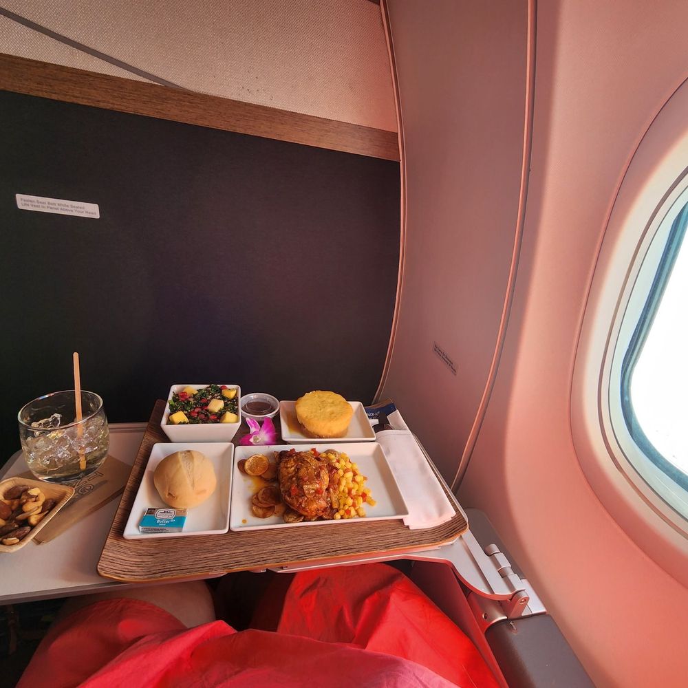 Alaska Airlines - Food they served on First Class leaving San Francisco to Honolulu - Airlines Near Me - San Jose, California Alaska Airlines - Food they served on First Class leaving San Francisco to Honolulu - Airlines Near Me - San Jose, California