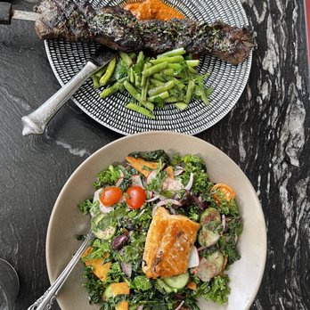 Beatnik On The River - KALE FATTOUSH with salmon, STEAK - Cocktail Bars Near Me - Chicago, Illinois Beatnik On The River - KALE FATTOUSH with salmon, STEAK - Cocktail Bars Near Me - Chicago, Illinois